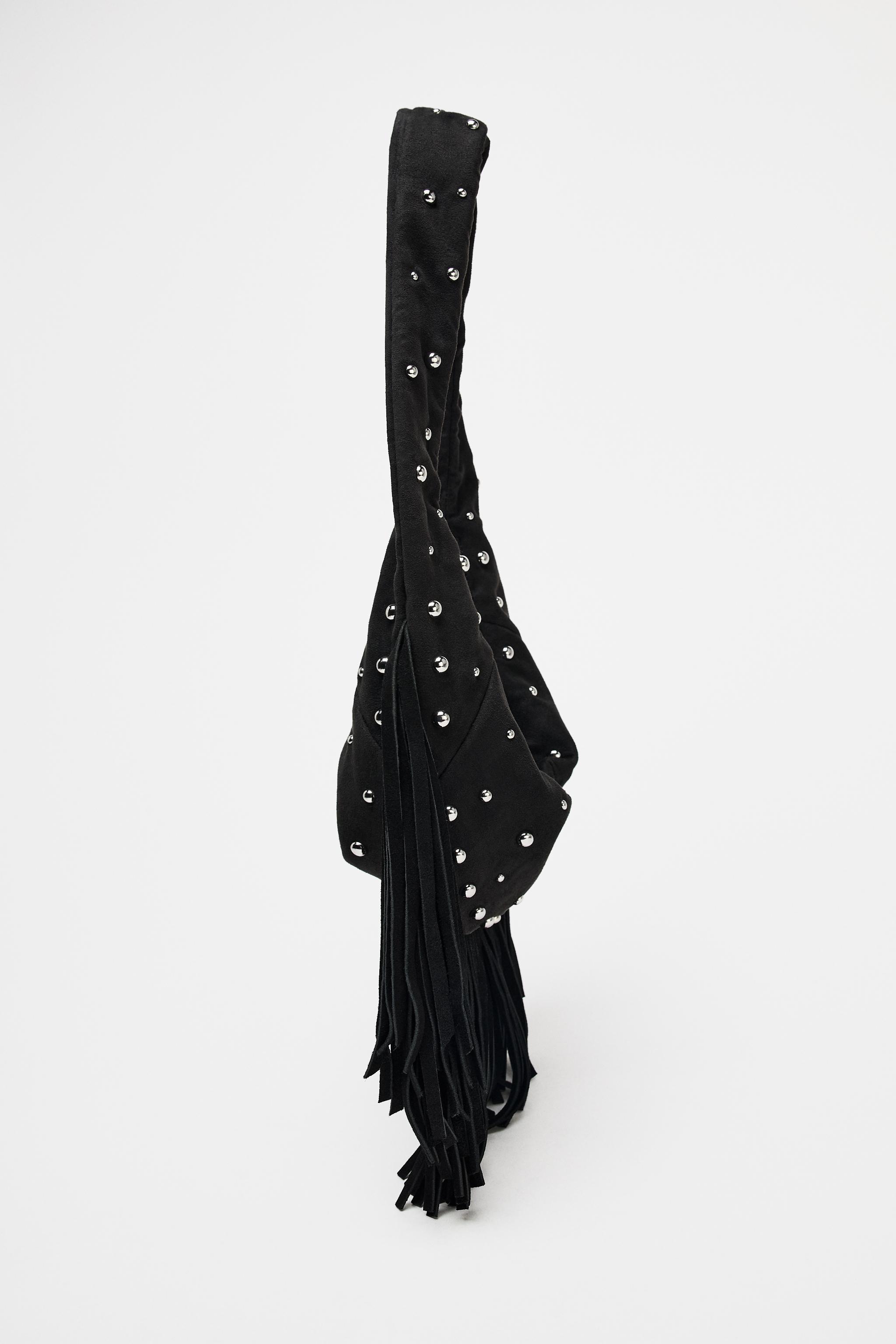 OVAL FRINGED STUDDED BAG - Black | ZARA United States