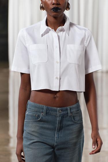 ZW COLLECTION CROPPED CHOʻNTAKLI KOʻYLAK - Oq Zara tomonidan - Tasvir 0