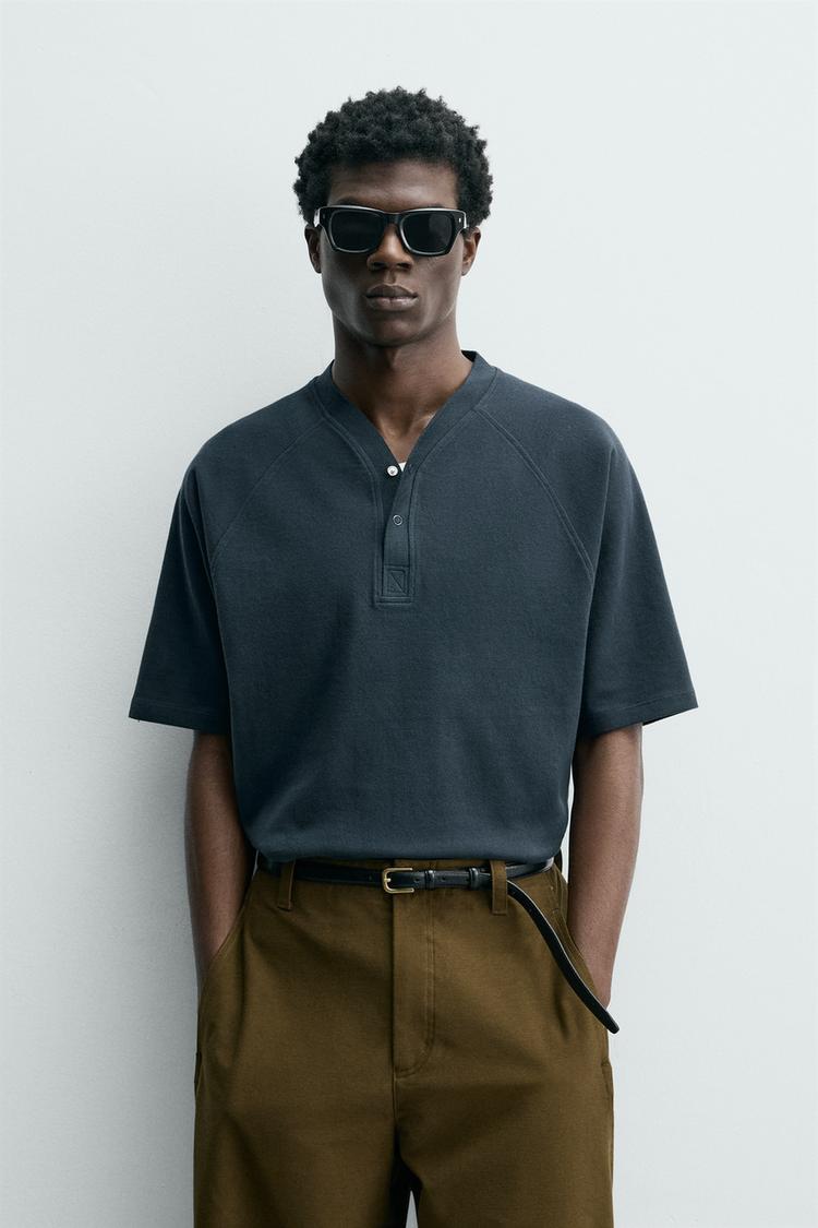 ZARA BASEBALL POLO COLLAR T-SHIRT