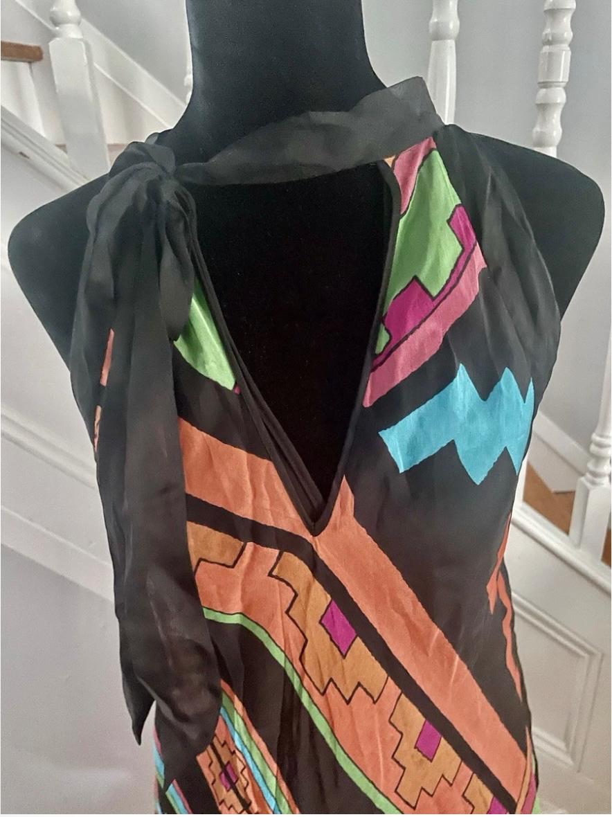 SLEEVELESS ALINE MULTICOLOR 100 SILK DRESS - Image 6