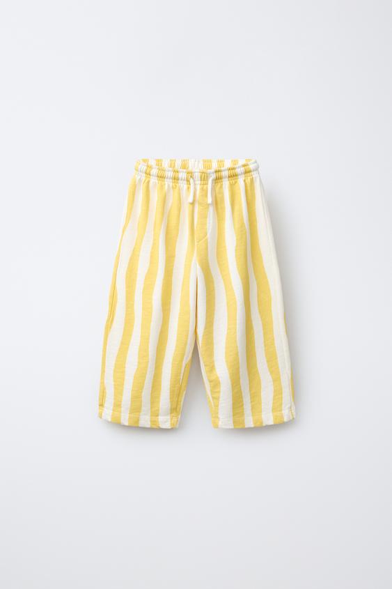 PANTALON À RAYURES VAGUES - Jaune de Zara - Image 0