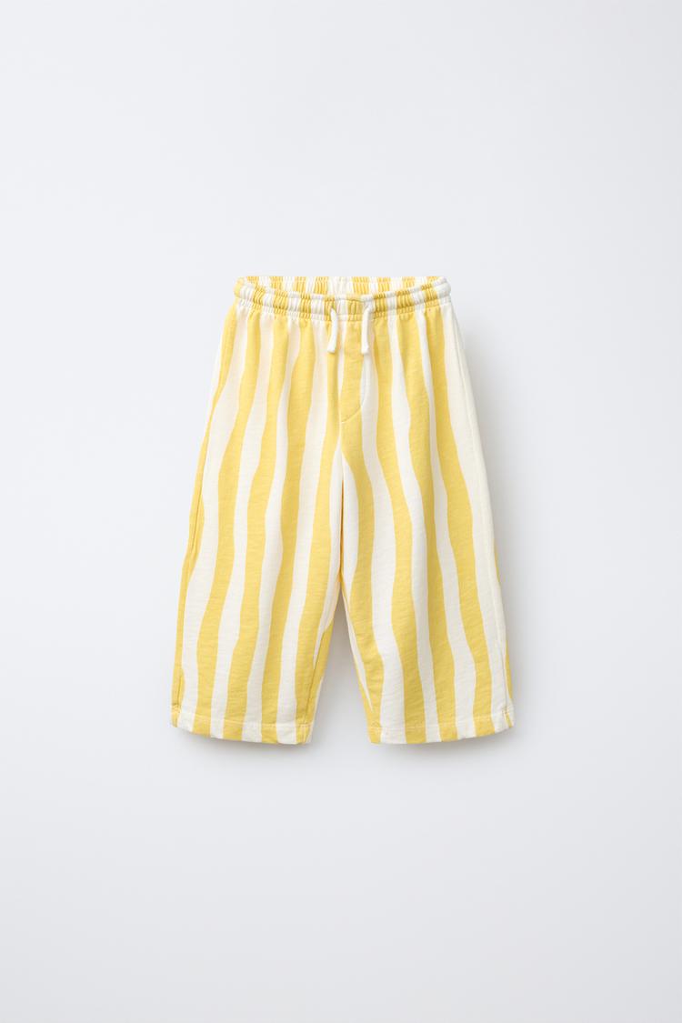 WAVE STRIPED PANTS — Yellow