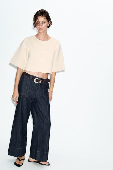 SHORT KNIT CARDIGAN - Ecru by Zara