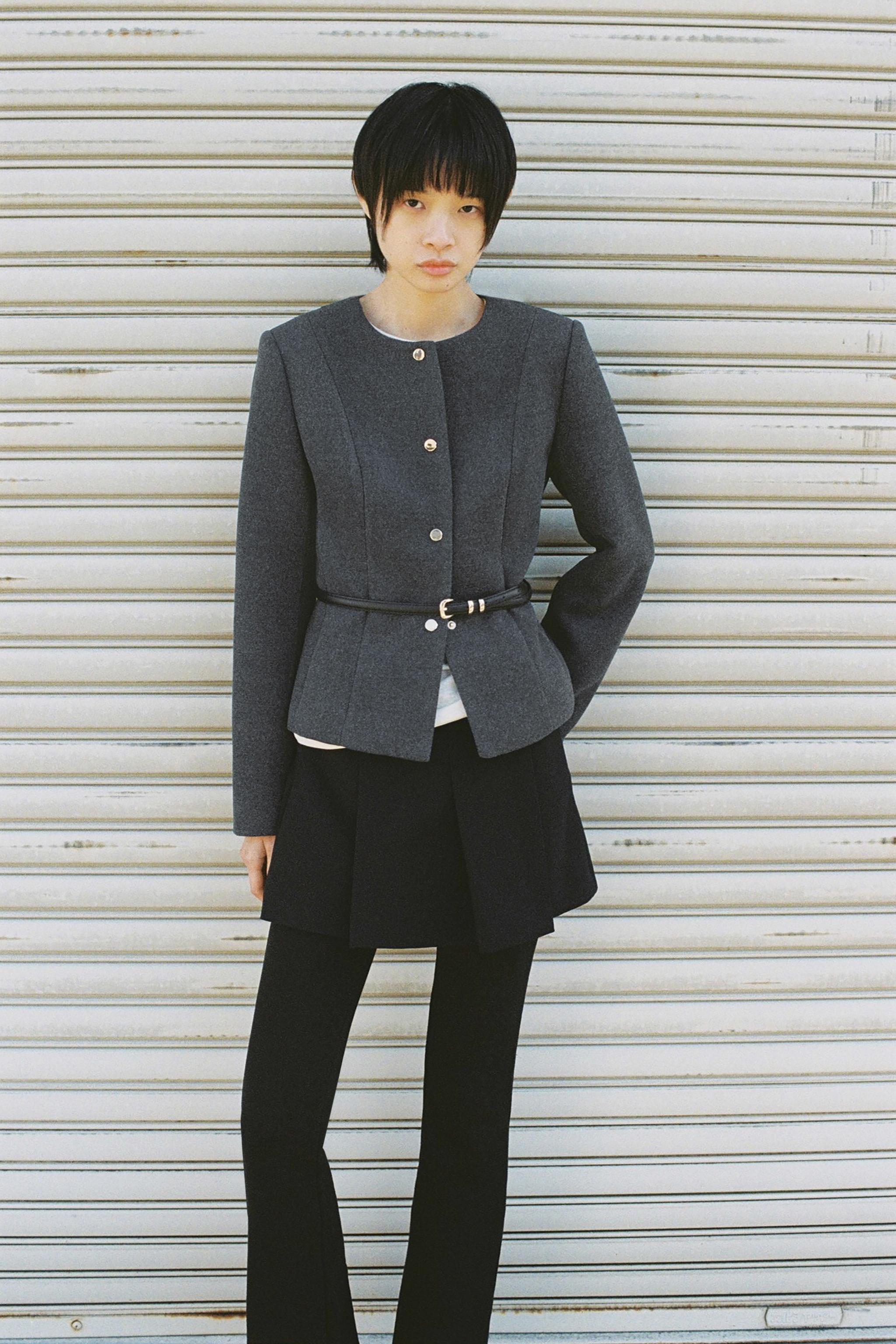 プリーツベルト付きキュロットスカート - ブラック | ZARA Japan / 日本