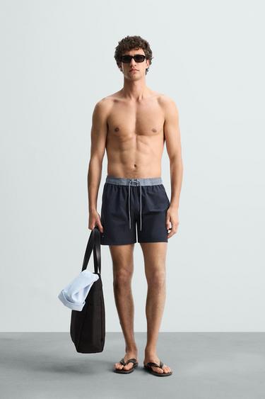 BAÑADOR REGULAR CONTRASTE - Marino de Zara - Imagen 0