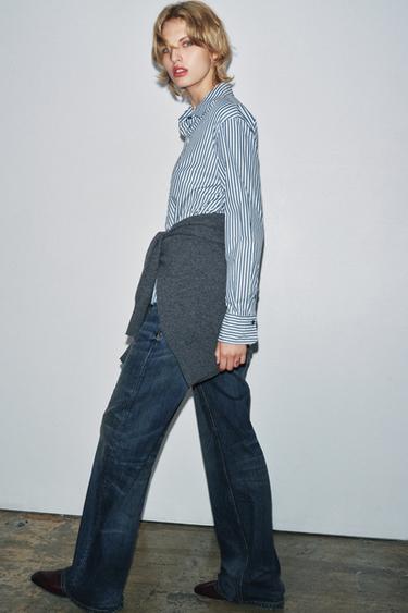 KEMEJA BAHAN JATUH MOTIF GARIS ZW COLLECTION - Biru / Putih dari Zara