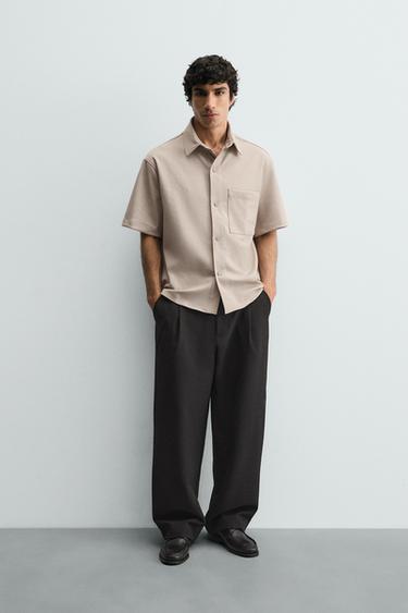 Zara NON-IRON COMFORT OVERSHIRT - Light tan