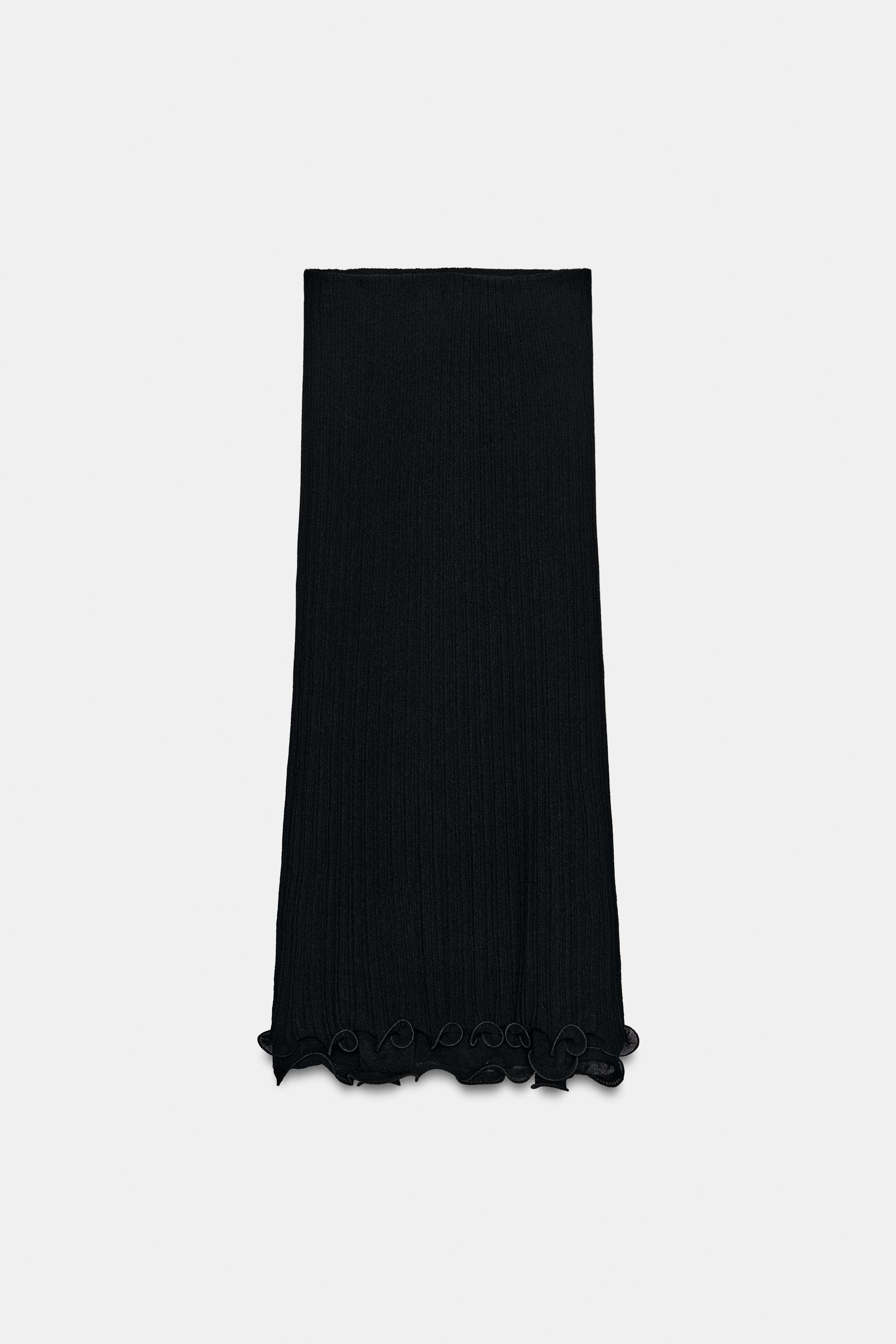 DOUBLE-LAYER KNIT MIDI SKIRT