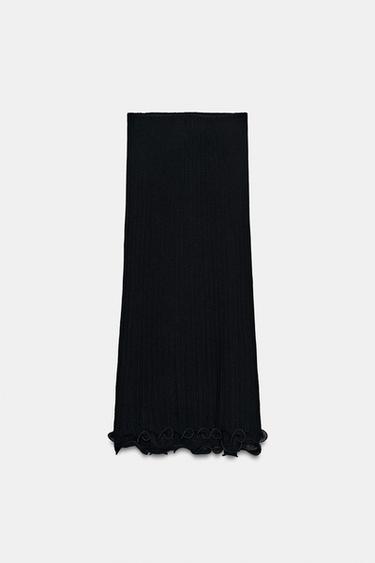 MIDIROK VAN DUBBELLAGIGE TRICOT - Zwart van Zara
