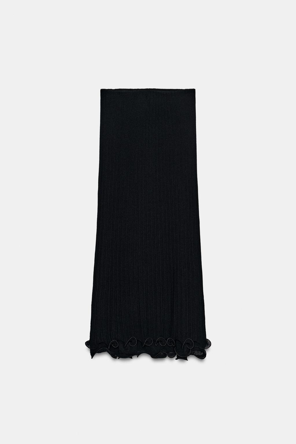 DOUBLE-LAYER KNIT MIDI SKIRT