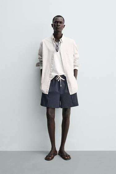 TEXTURED JOGGER BERMUDA SHORTS - Blue by Zara - Image 0