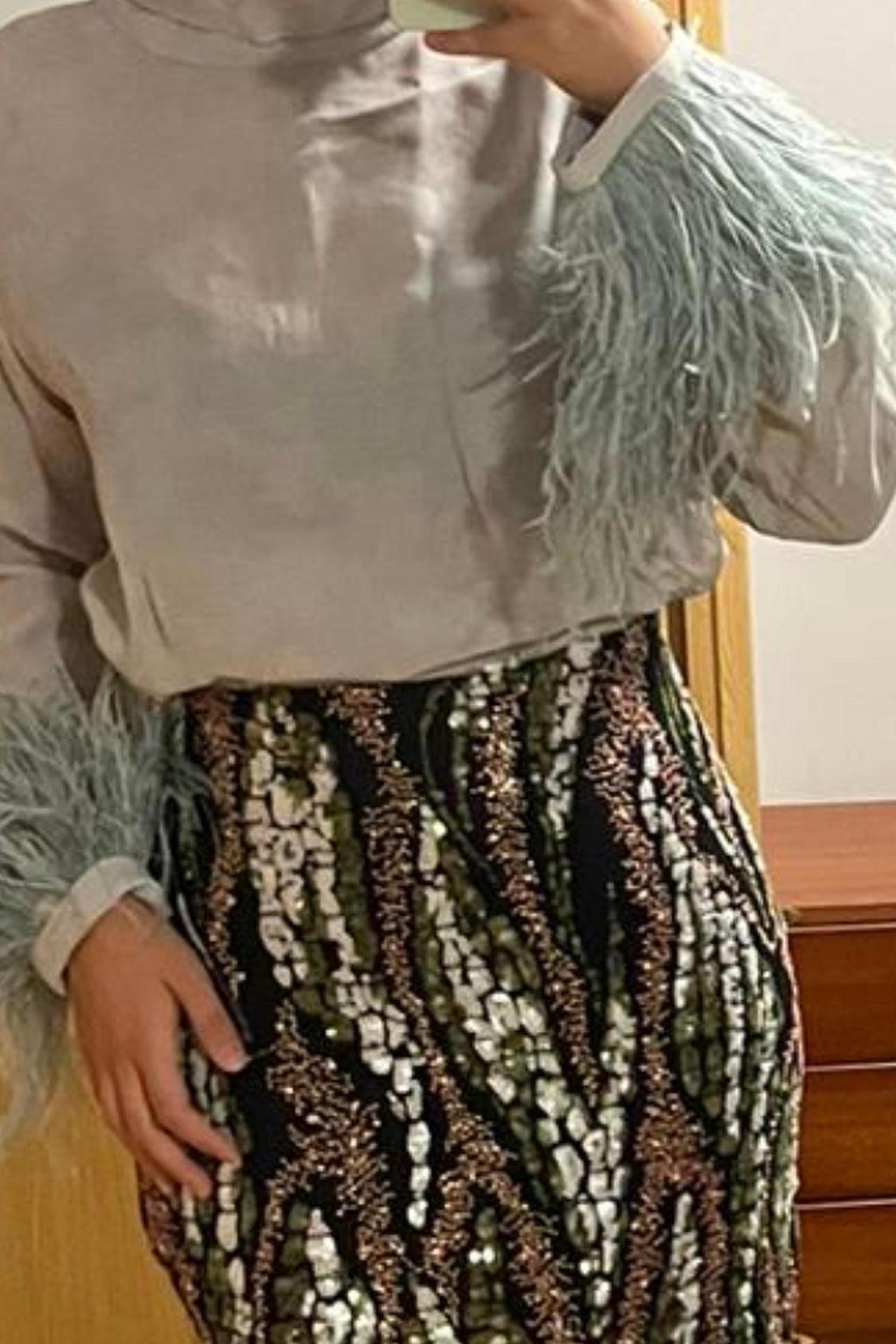 BLOUSE WITH JACQUARD FEATHERS