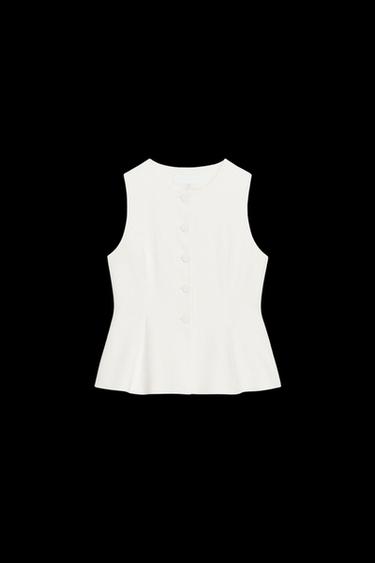 Zara PEPLUM VEST - Ecru - Image 0