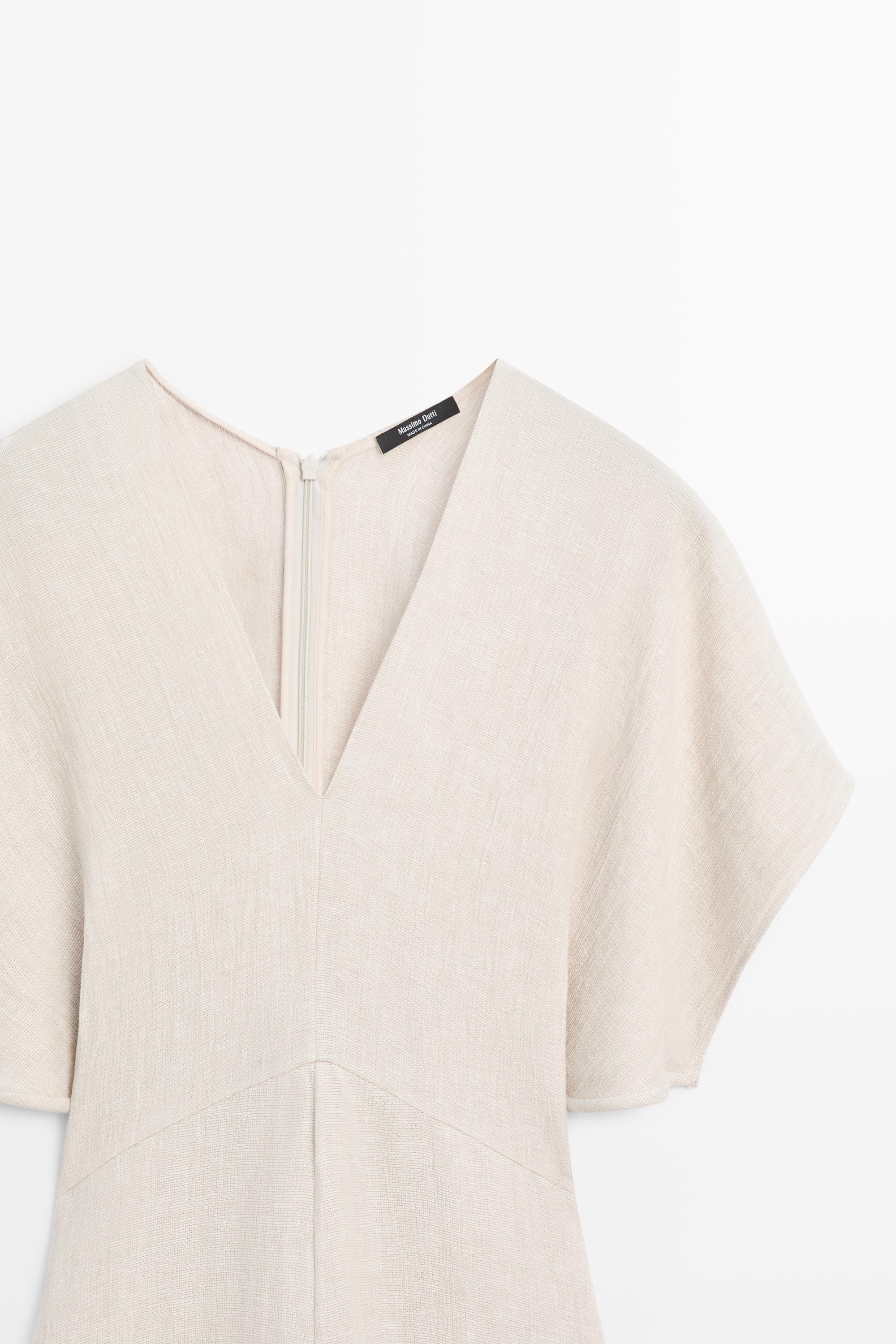 Robe midi légère manches courtes lin