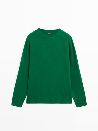 Zara Wool blend crew neck sweater - Duck green