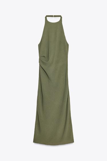 TEXTURED HALTER DRESS - Green by Zara - Image 5