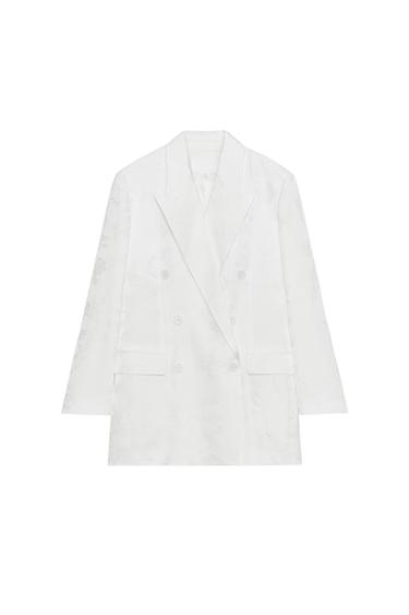 بليزر جاكار ZW COLLECTION إصدار محدود - أبيض by Zara