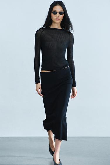 TOP EN MAILLE EXTRAFINE - Noir de Zara - Image 0