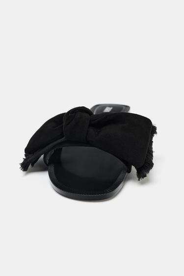 SANDALES À NŒUD EN DAIM - Noir de Zara - Image 2