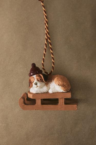 DOG SLEIGH CHRISTMAS TREE ORNAMENT — Brown 1