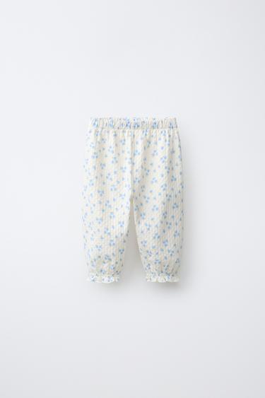 PANTALON DE JOGGING TEXTURÉ À FLEURS - Écru de Zara