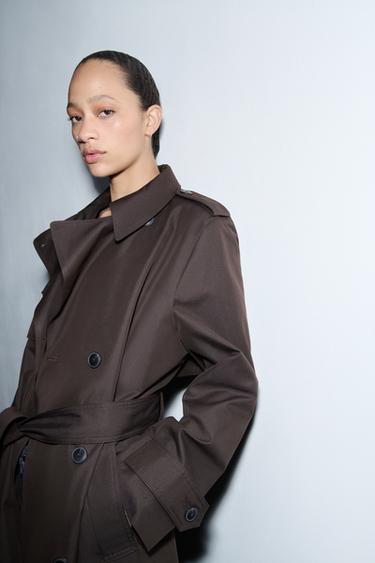 ZW COLLECTION WATER-REPELLENT TRENCH COAT - Chocolate by Zara - Image 3
