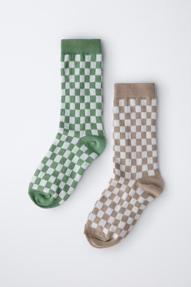 2-PACK OF CHEQUERED SOCKS - Light beige by Zara - Image 2
