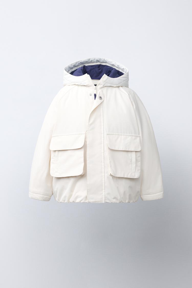 WATER REPELLENT CONTRAST DETAIL PARKA — White
