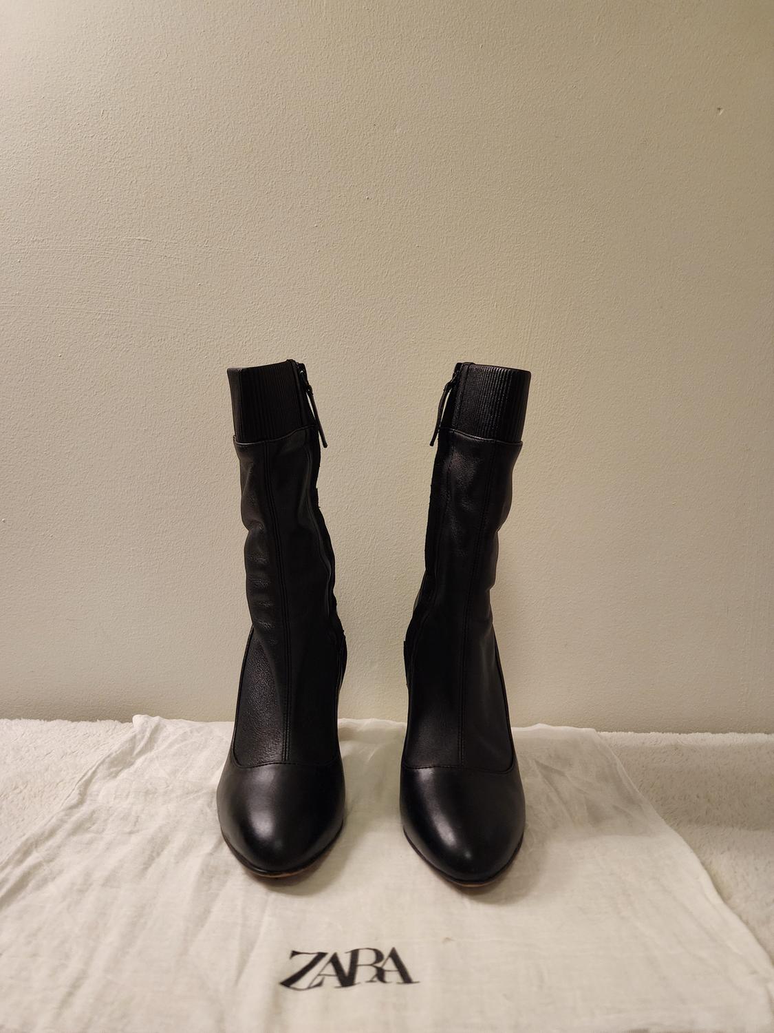 BLACK SOCKS ANKLE HIGH HEEL BOOTS - Image 2