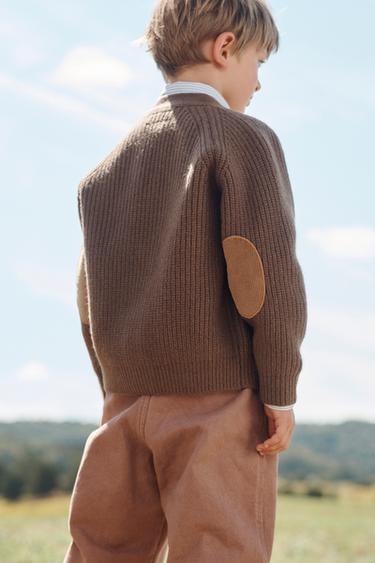 LIMITED EDITION 100% WOOL CARDIGAN WITH ELBOW PATCHES - Toffee by Zara - Image 1