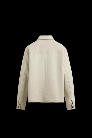 FAUX SUEDE OVERSHIRT - Sand by Zara