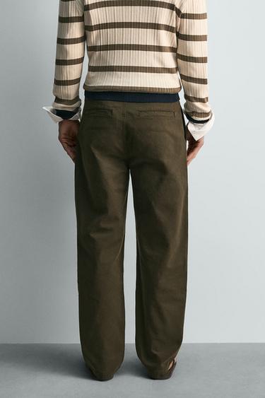 PLEATED CHINO TROUSERS - Green by Zara - Image 2