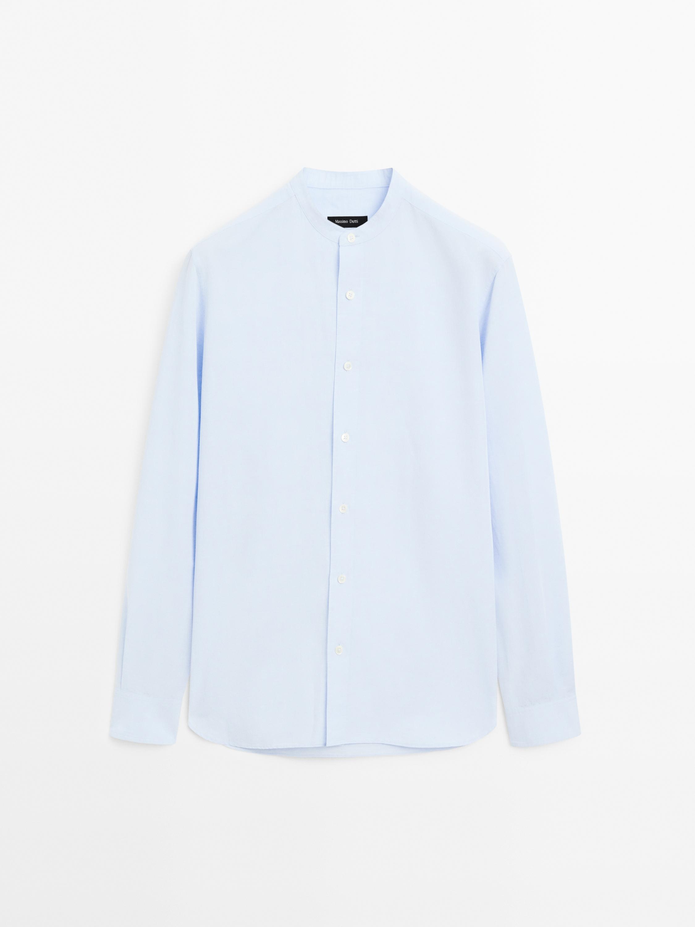 Regular fit cotton blend shirt