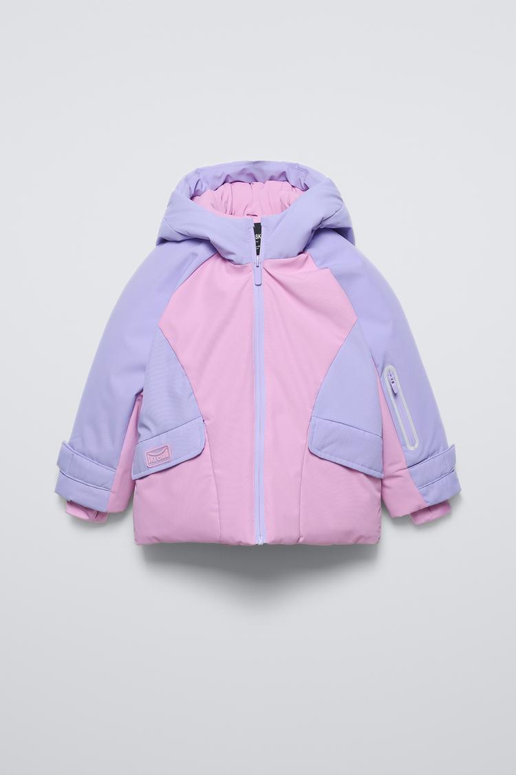PURPLE WIND RESISTANT HOODED COAT, BABY