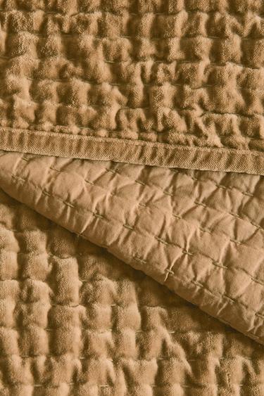 BETTÜBERWURF SAMT WASHED-LOOK - Beige von Zara