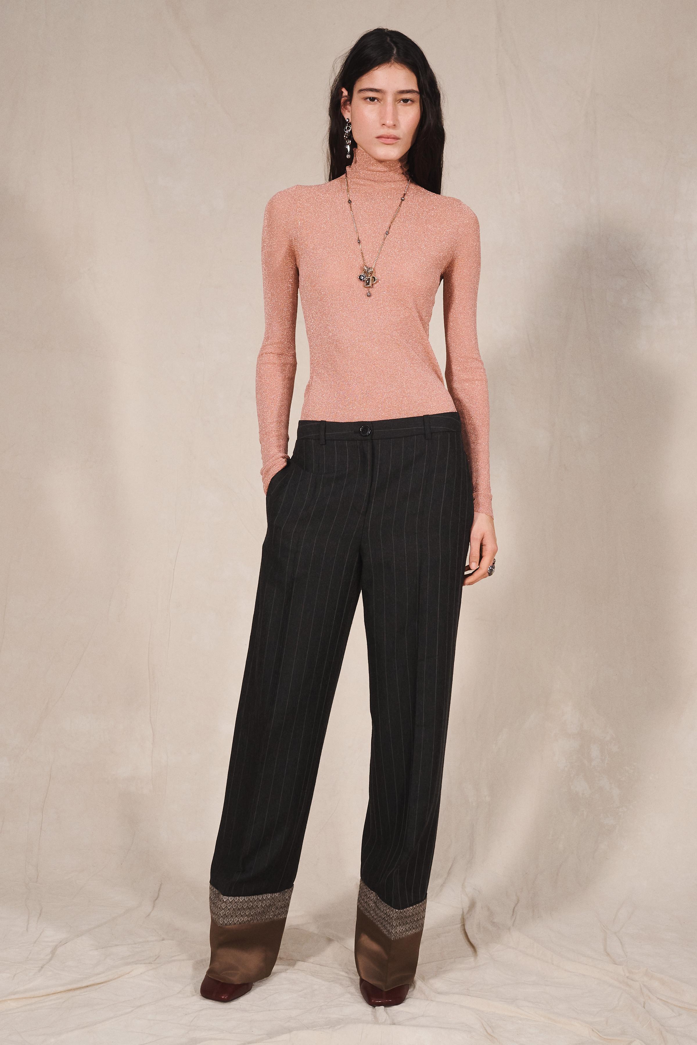 LIMITED EDITION STRIPED PANTS WITH CONTRAST HEM
