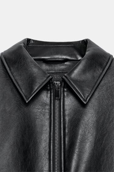 FAUX LEATHER BOMBER JACKET WITH SHOULDER PADS - Black by Zara - Image 9