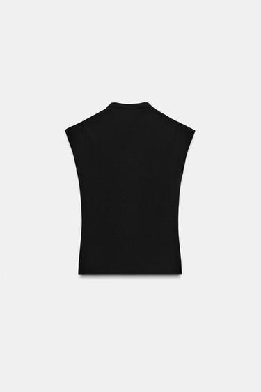 STRETCH TOP WITH FROG FASTENING - Black by Zara - Image 7