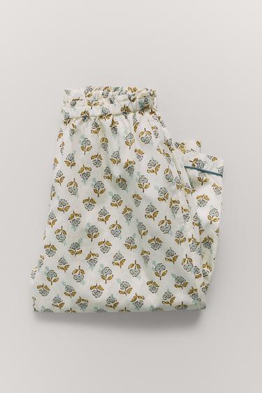 6-14 YEARS/ FLORAL SHIRT AND TROUSERS PYJAMAS - camel by Zara