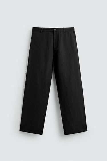 بنطلون فيت مريح فيسكوز - قنب - أسود الخاص بـ Zara