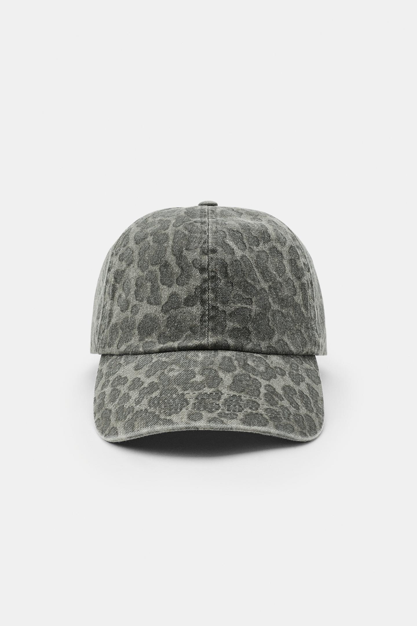 Женская кепка Zara Animal Print Twill, цвет: Светлый серый — фото 3