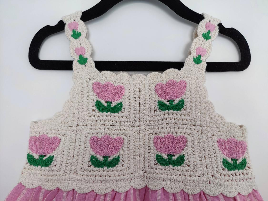 FLORAL CROCHET KNIT DRESS - Image 2
