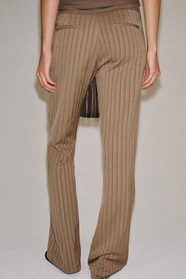 ZW COLLECTION FLARE STRIPED TROUSERS - Pale pink by Zara - Image 2