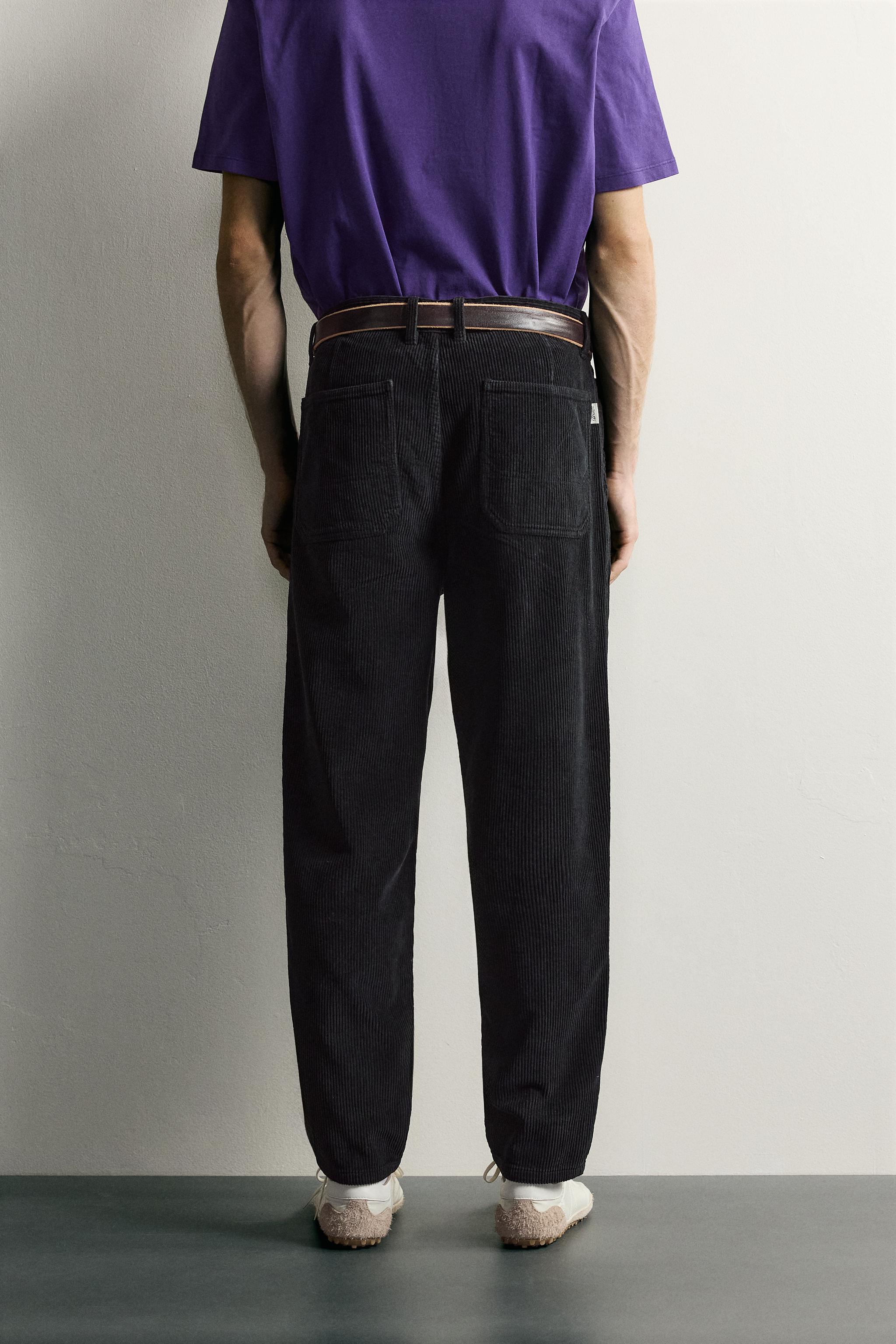 Zara CARROT FIT FİTİLLİ KADİFE PANTOLON görsel 3