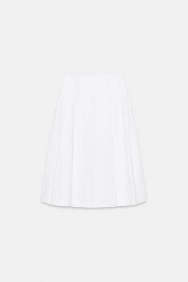 FALDA MIDI PLIEGUES - Blanco de Zara