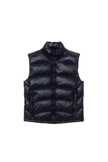 PUCHOWA KAMIZELKA ZE 100% PIERZA Z WODOODPORNEGO MATERIAŁU - Ciemnogranatowy Zara