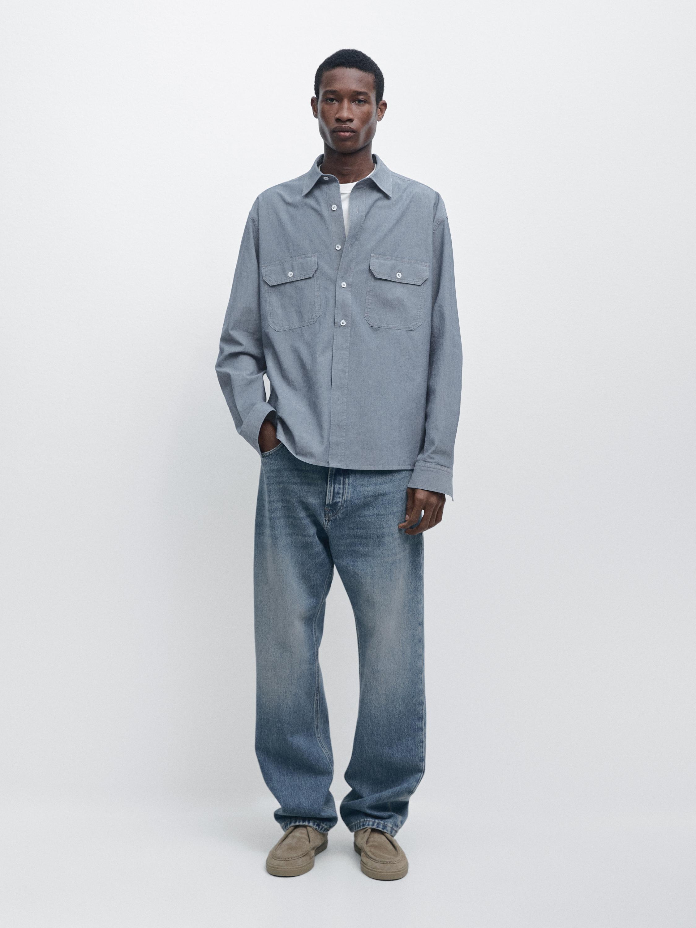 Regular fit denim shirt with pocket details