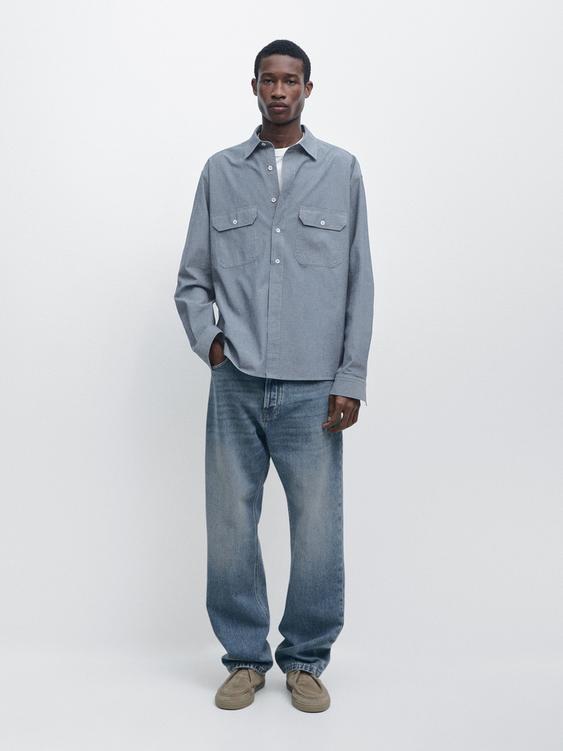 Regular fit denim shirt with pocket details