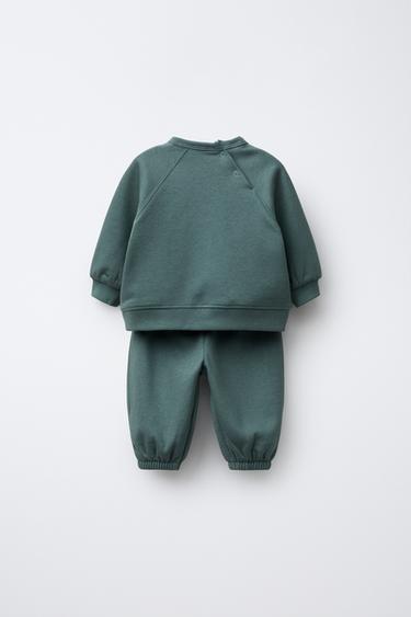 PRINT SWEATSHIRT AND JOGGER SET - Petrol blue by Zara - Image 1