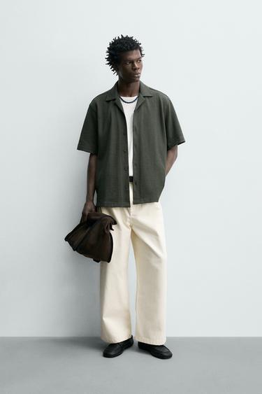 NORMAALIN MALLINEN TEKSTUROITU PAITA - Khaki Zaralta